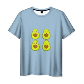 Мужская футболка 3D с принтом Авокадо в Петрозаводске, 100% полиэфир | прямой крой, круглый вырез горловины, длина до линии бедер | Тематика изображения на принте: авокадо | авокадо с сердечком | авокадо сердечко | авокадо сердце | авокадо эмоции | сердечко | четыре | четыре авокадо