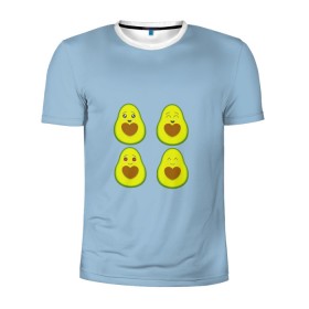 Мужская футболка 3D спортивная с принтом Авокадо в Петрозаводске, 100% полиэстер с улучшенными характеристиками | приталенный силуэт, круглая горловина, широкие плечи, сужается к линии бедра | авокадо | авокадо с сердечком | авокадо сердечко | авокадо сердце | авокадо эмоции | сердечко | четыре | четыре авокадо