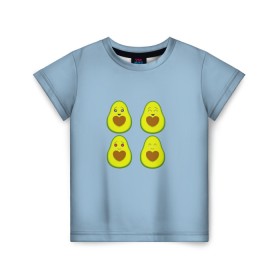 Детская футболка 3D с принтом Авокадо в Петрозаводске, 100% гипоаллергенный полиэфир | прямой крой, круглый вырез горловины, длина до линии бедер, чуть спущенное плечо, ткань немного тянется | авокадо | авокадо с сердечком | авокадо сердечко | авокадо сердце | авокадо эмоции | сердечко | четыре | четыре авокадо