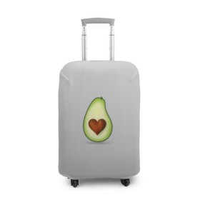 Чехол для чемодана 3D с принтом Авокадо сердечко в Петрозаводске, 86% полиэфир, 14% спандекс | двустороннее нанесение принта, прорези для ручек и колес | авокадо | авокадо с сердечком | авокадо сердечко | авокадо сердце | авокадо эмоции | сердечко | четыре | четыре авокадо