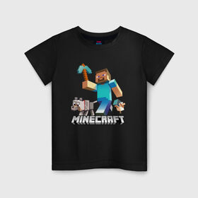 Детская футболка хлопок с принтом MINECRAFT в Петрозаводске, 100% хлопок | круглый вырез горловины, полуприлегающий силуэт, длина до линии бедер | block | creeper | cube | minecraft | pixel | блок | геометрия | крафт | крипер | кубики | майнкрафт | пиксели