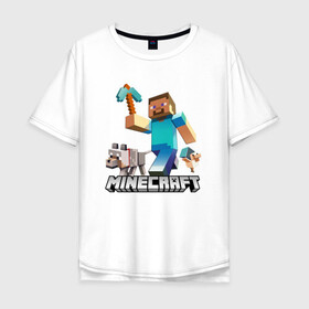 Мужская футболка хлопок Oversize с принтом MINECRAFT в Петрозаводске, 100% хлопок | свободный крой, круглый ворот, “спинка” длиннее передней части | block | creeper | cube | minecraft | pixel | блок | геометрия | крафт | крипер | кубики | майнкрафт | пиксели