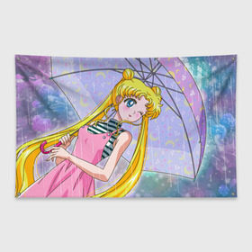 Флаг-баннер с принтом Sailor Moon в Петрозаводске, 100% полиэстер | размер 67 х 109 см, плотность ткани — 95 г/м2; по краям флага есть четыре люверса для крепления | baby | bunny | girl | like | pink | sailormoon | usagi | вода капли | воин | волосы | глаза | девушка | дождь | зайчик | зонтик | котик | кролик | лето | луна | малышка | матроска | небо | облака | природа | радуга | розовый