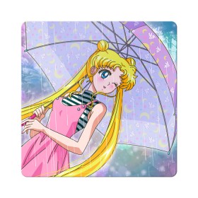 Магнит виниловый Квадрат с принтом Sailor Moon в Петрозаводске, полимерный материал с магнитным слоем | размер 9*9 см, закругленные углы | Тематика изображения на принте: baby | bunny | girl | like | pink | sailormoon | usagi | вода капли | воин | волосы | глаза | девушка | дождь | зайчик | зонтик | котик | кролик | лето | луна | малышка | матроска | небо | облака | природа | радуга | розовый