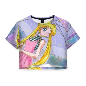 Женская футболка Crop-top 3D с принтом Sailor Moon в Петрозаводске, 100% полиэстер | круглая горловина, длина футболки до линии талии, рукава с отворотами | baby | bunny | girl | like | pink | sailormoon | usagi | вода капли | воин | волосы | глаза | девушка | дождь | зайчик | зонтик | котик | кролик | лето | луна | малышка | матроска | небо | облака | природа | радуга | розовый