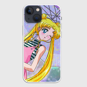 Чехол для iPhone 13 mini с принтом Sailor Moon в Петрозаводске,  |  | baby | bunny | girl | like | pink | sailormoon | usagi | вода капли | воин | волосы | глаза | девушка | дождь | зайчик | зонтик | котик | кролик | лето | луна | малышка | матроска | небо | облака | природа | радуга | розовый