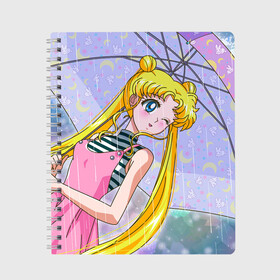Тетрадь с принтом Sailor Moon в Петрозаводске, 100% бумага | 48 листов, плотность листов — 60 г/м2, плотность картонной обложки — 250 г/м2. Листы скреплены сбоку удобной пружинной спиралью. Уголки страниц и обложки скругленные. Цвет линий — светло-серый
 | baby | bunny | girl | like | pink | sailormoon | usagi | вода капли | воин | волосы | глаза | девушка | дождь | зайчик | зонтик | котик | кролик | лето | луна | малышка | матроска | небо | облака | природа | радуга | розовый