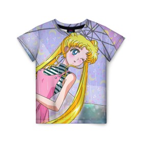 Детская футболка 3D с принтом Sailor Moon в Петрозаводске, 100% гипоаллергенный полиэфир | прямой крой, круглый вырез горловины, длина до линии бедер, чуть спущенное плечо, ткань немного тянется | baby | bunny | girl | like | pink | sailormoon | usagi | вода капли | воин | волосы | глаза | девушка | дождь | зайчик | зонтик | котик | кролик | лето | луна | малышка | матроска | небо | облака | природа | радуга | розовый