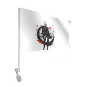 Флаг для автомобиля с принтом 2B Ink Sakura dawn в Петрозаводске, 100% полиэстер | Размер: 30*21 см | 2a | 2b | 9s | andoird | ink | japanese | kanji | nier automata | nuar | sakura | yohra | андроид | кандзи | нуар | сакура | чернила | япония