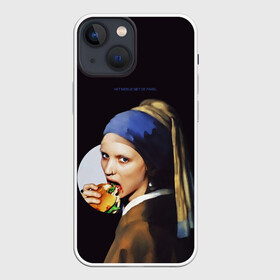 Чехол для iPhone 13 mini с принтом Het meisje met de parel в Петрозаводске,  |  | бургер | девушка с жемчужиной | девушка с жемчужной серёжкой | картина | мара | руни мара | серёжка | ян вермеер
