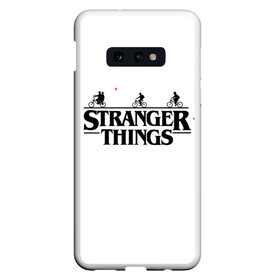 Чехол для Samsung S10E с принтом STRANGER THINGS в Петрозаводске, Силикон | Область печати: задняя сторона чехла, без боковых панелей | Тематика изображения на принте: netflix | stranger things | trend | арт | герой | загадочные события | кино | лого | надпись | наука | нетфликс | очень странные дела | парню | персонаж | прикольная | ребенку | сериал | тренд | фантастика