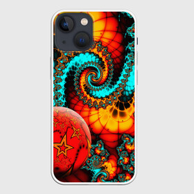 Чехол для iPhone 13 mini с принтом СТОЛКНОВЕНИЕ ПЛАНЕТ в Петрозаводске,  |  | abstract | abstraction | color | fractal | geometry | paitnt | polygon | polygonal | psy | абстракция | геометрия | краски | неоновые | полигоны | психоделика | фрактал