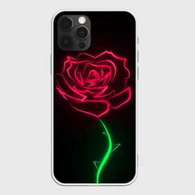 Чехол для iPhone 12 Pro Max с принтом Неоновая роза в Петрозаводске, Силикон |  | 8 марта | neon | rose | неон | роза