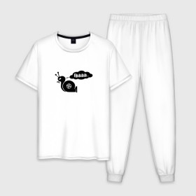 Мужская пижама хлопок с принтом Турбина улитка в Петрозаводске, 100% хлопок | брюки и футболка прямого кроя, без карманов, на брюках мягкая резинка на поясе и по низу штанин
 | Тематика изображения на принте: bmw | garett | garret | garrett | honda | japan tuning | jdm | lexus | nissan | pshh | snail | sti | supra | toyota | turbine | turbo | автотюнинг | гаретт | гаррет | гарретт | давление | прикол | пшш | турбина | турбояма | улитка