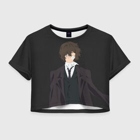 Женская футболка Crop-top 3D с принтом Osamu Dazai в Петрозаводске, 100% полиэстер | круглая горловина, длина футболки до линии талии, рукава с отворотами | Тематика изображения на принте: bungou | dazai | dogs | osamu | stray | асаму | бродячие псы | бродячих | дадзай | дазай | литературные гении | осаму | проза | псов