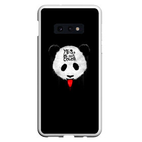 Чехол для Samsung S10E с принтом _Panda_ в Петрозаводске, Силикон | Область печати: задняя сторона чехла, без боковых панелей | color | have | hunter | panda | text | we | yes | австралия | арт | бе | высунула | глаза | голова | да | дикое | есть | животное | лбу | млекопитающее | на | надпись | нас | нос | охотник | панда | панды | показывает