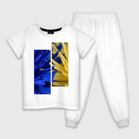 Детская пижама хлопок с принтом Украинский акцент в Петрозаводске, 100% хлопок |  брюки и футболка прямого кроя, без карманов, на брюках мягкая резинка на поясе и по низу штанин
 | жёлтый | намёк | пионы | синий | украина | украинский флаг | флаг | цвет | цвет флага | цветы