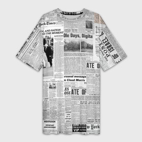 Платье-футболка 3D с принтом Газета Newspaper в Петрозаводске,  |  | america | americans | chicago | new york times | newspaper | newspapers | tribune | wahintgon post | американские | газета | газетная | газеты | из газет | модная | модный | сша | трибьют