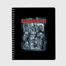 Тетрадь с принтом Iron Maiden в Петрозаводске, 100% бумага | 48 листов, плотность листов — 60 г/м2, плотность картонной обложки — 250 г/м2. Листы скреплены сбоку удобной пружинной спиралью. Уголки страниц и обложки скругленные. Цвет линий — светло-серый
 | 80s | hardrock | heavy | iron | maiden | metal | pop | steve harris | the final frontier | uk | айрон | группа | железная дева | метал | мэйден | хеви