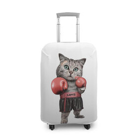 Чехол для чемодана 3D с принтом Кот боксёр в Петрозаводске, 86% полиэфир, 14% спандекс | двустороннее нанесение принта, прорези для ручек и колес | арт | животные | искусство | картинка | рисунок