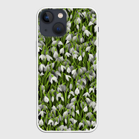 Чехол для iPhone 13 mini с принтом Подснежники в Петрозаводске,  |  | 8 марта | букет | весенний | весна | клумба | паттерн | подарок | подснежник | растение | цветочный | цветы. цветок