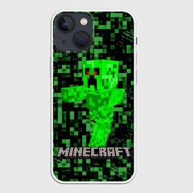 Чехол для iPhone 13 mini с принтом MINECRAFT CREEPER в Петрозаводске,  |  | creeper | game | minecraft | блоки | игра | квадраты | компьютерная игра | крипер | майнкрафт