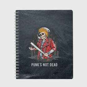 Тетрадь с принтом Punk’s Not Dead в Петрозаводске, 100% бумага | 48 листов, плотность листов — 60 г/м2, плотность картонной обложки — 250 г/м2. Листы скреплены сбоку удобной пружинной спиралью. Уголки страниц и обложки скругленные. Цвет линий — светло-серый
 | Тематика изображения на принте: punk | punks | punk’s not dead | rock | rocker | метал | металл | панк | панки | рок | рокер | тяжелая музыка