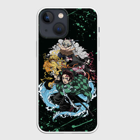 Чехол для iPhone 13 mini с принтом All heroes Demon Slayer в Петрозаводске,  |  | demon slayer | kimetsu no yaiba | nezuko | shinobu | slayer | tanjiro | zenitsu | гию томиока | зенитцу | иноске хашибира | клинок рассекающий демонов | незуко | танджиро | шинобу кочо