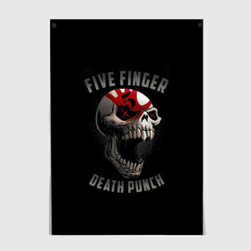 Постер с принтом Five Finger Death Punch в Петрозаводске, 100% бумага
 | бумага, плотность 150 мг. Матовая, но за счет высокого коэффициента гладкости имеет небольшой блеск и дает на свету блики, но в отличии от глянцевой бумаги не покрыта лаком | 5fdp | death | ffdp | finger | five | five finger death punch | punch | грув метал