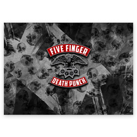 Поздравительная открытка с принтом Five Finger Death Punch в Петрозаводске, 100% бумага | плотность бумаги 280 г/м2, матовая, на обратной стороне линовка и место для марки
 | 5fdp | death | ffdp | finger | five | five finger death punch | punch | грув метал