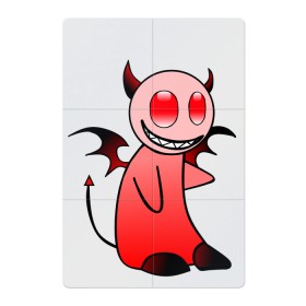 Магнитный плакат 2Х3 с принтом Чертенок в Петрозаводске, Полимерный материал с магнитным слоем | 6 деталей размером 9*9 см | бес | демон | дьявол | красный | милый | мульт | рисунок | улыбка