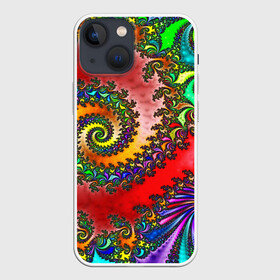 Чехол для iPhone 13 mini с принтом ФРАКТАЛЬНЫЙ УЗОР в Петрозаводске,  |  | abstract | abstraction | color | fractal | geometry | paitnt | polygon | polygonal | psy | абстракция | геометрия | краски | неоновые | полигоны | психоделика | фрактал