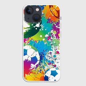 Чехол для iPhone 13 mini с принтом Football Paints в Петрозаводске,  |  | art | ball | football | paint | spray | texture | арт | брызги | краски | мяч | текстура | футбол