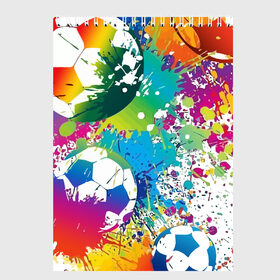 Скетчбук с принтом Football Paints в Петрозаводске, 100% бумага
 | 48 листов, плотность листов — 100 г/м2, плотность картонной обложки — 250 г/м2. Листы скреплены сверху удобной пружинной спиралью | art | ball | football | paint | spray | texture | арт | брызги | краски | мяч | текстура | футбол