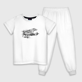 Детская пижама хлопок с принтом Кукурузник в Петрозаводске, 100% хлопок |  брюки и футболка прямого кроя, без карманов, на брюках мягкая резинка на поясе и по низу штанин
 | Тематика изображения на принте: кукурузник | рисунок | самолет