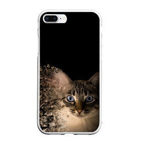 Чехол для iPhone 7Plus/8 Plus матовый с принтом Disintegrating Cat в Петрозаводске, Силикон | Область печати: задняя сторона чехла, без боковых панелей | Тематика изображения на принте: cat | азулес | атомный кот | голубоглазая кошка | голубоглазый кот | голубоглазый котик | кот | кот к | кот распадающийся на атомы | кот с голубыми глазами | котик | котэ | кошак | кошачий портрет
