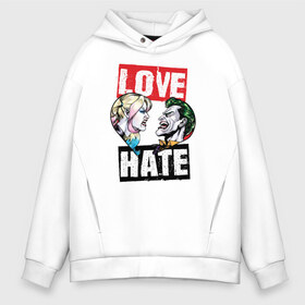 Мужское худи Oversize хлопок с принтом Love Hate в Петрозаводске, френч-терри — 70% хлопок, 30% полиэстер. Мягкий теплый начес внутри —100% хлопок | боковые карманы, эластичные манжеты и нижняя кромка, капюшон на магнитной кнопке | Тематика изображения на принте: harleen quinzel | harley | harley quin | harley quinn | shtatharley | джокер | джокир | лав | сердца | харли квин | харли квинн | харли куин | харли куинн | харлин квинзель | хейт