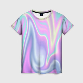 Женская футболка 3D с принтом Vaporwave в Петрозаводске, 100% полиэфир ( синтетическое хлопкоподобное полотно) | прямой крой, круглый вырез горловины, длина до линии бедер | abstraction | vaporwave | абстракция | узор