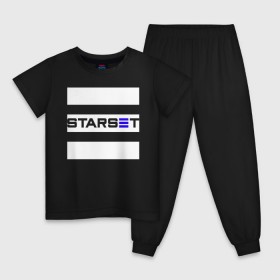 Детская пижама хлопок с принтом Starset logo в Петрозаводске, 100% хлопок |  брюки и футболка прямого кроя, без карманов, на брюках мягкая резинка на поясе и по низу штанин
 | logo | rock | starset | лого | рок | старсет