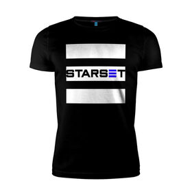 Мужская футболка хлопок Slim с принтом Starset logo в Петрозаводске, 92% хлопок, 8% лайкра | приталенный силуэт, круглый вырез ворота, длина до линии бедра, короткий рукав | Тематика изображения на принте: logo | rock | starset | лого | рок | старсет