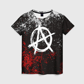 Женская футболка 3D с принтом АНАРХИЯ в Петрозаводске, 100% полиэфир ( синтетическое хлопкоподобное полотно) | прямой крой, круглый вырез горловины, длина до линии бедер | anarchy | riot | rock | анархия | бунт | знаки | музыка | панки | рок | символ