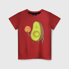 Детская футболка хлопок с принтом Авокадо в Петрозаводске, 100% хлопок | круглый вырез горловины, полуприлегающий силуэт, длина до линии бедер | avocado | vegan | vegetarian | авокадо | веган | вегетарианство