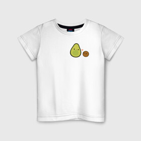 Детская футболка хлопок с принтом Авокадо в Петрозаводске, 100% хлопок | круглый вырез горловины, полуприлегающий силуэт, длина до линии бедер | avocado | vegan | vegetarian | авокадо | веган | вегетарианство