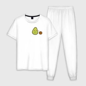 Мужская пижама хлопок с принтом Авокадо в Петрозаводске, 100% хлопок | брюки и футболка прямого кроя, без карманов, на брюках мягкая резинка на поясе и по низу штанин
 | Тематика изображения на принте: avocado | vegan | vegetarian | авокадо | веган | вегетарианство
