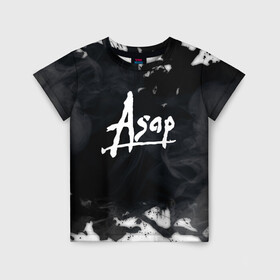 Детская футболка 3D с принтом ASAP ROCKY в Петрозаводске, 100% гипоаллергенный полиэфир | прямой крой, круглый вырез горловины, длина до линии бедер, чуть спущенное плечо, ткань немного тянется | asap | asap rocky | hip hop | rakim mayers | асап | музыка | раким майерс | хип хоп