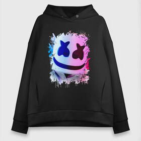 Женское худи Oversize хлопок с принтом MARSHMELLO в Петрозаводске, френч-терри — 70% хлопок, 30% полиэстер. Мягкий теплый начес внутри —100% хлопок | боковые карманы, эластичные манжеты и нижняя кромка, капюшон на магнитной кнопке | america | dj | marshmello | smile | usa | америка | маршмелло | смайл | сша