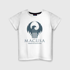 Детская футболка хлопок с принтом M.A.C.U.S.A в Петрозаводске, 100% хлопок | круглый вырез горловины, полуприлегающий силуэт, длина до линии бедер | fantastic beasts | jacob kowalski | newt scamander | niffler | queenie | tina | vdgerir