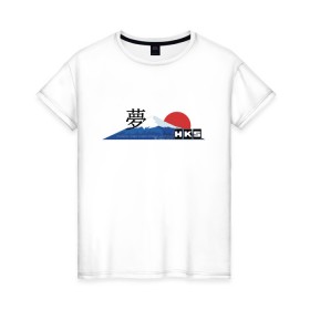 Женская футболка хлопок с принтом HKS Japan JDM в Петрозаводске, 100% хлопок | прямой крой, круглый вырез горловины, длина до линии бедер, слегка спущенное плечо | 