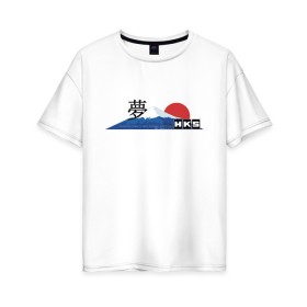 Женская футболка хлопок Oversize с принтом HKS Japan JDM в Петрозаводске, 100% хлопок | свободный крой, круглый ворот, спущенный рукав, длина до линии бедер
 | 