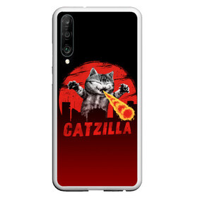 Чехол для Honor P30 с принтом CATZILLA в Петрозаводске, Силикон | Область печати: задняя сторона чехла, без боковых панелей | Тематика изображения на принте: catzilla | годзилла | кот | котик | кошка | кэтзилла | мимими | прикол | прикольная